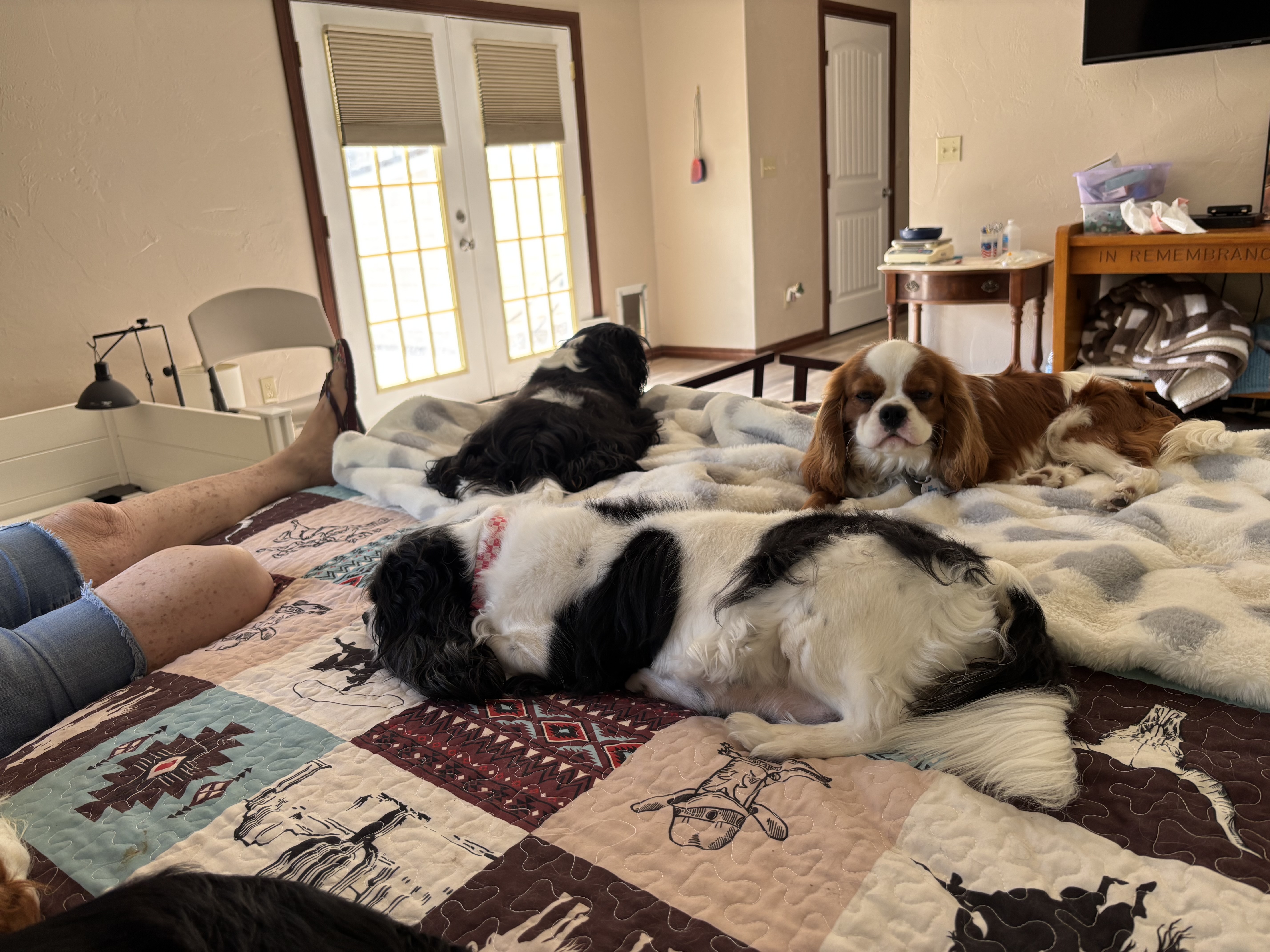 Relaxing in bed with the fam